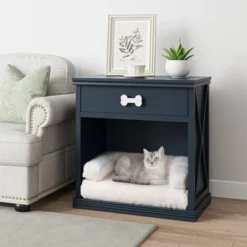 FURNIinspire Pet Beds Cat Bed Kitty House, Pet Furniture, Vintage Small Storage Cabinet Hidden Cat Litter Box With Drawer, Blue, 27.5"*15.7"*28.7" -Home Haven Furniture Store GUEST 025e3d4f 695d 4888 91e2 91b58a0ef748
