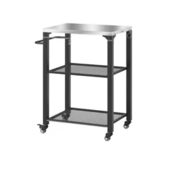 FURNIinspire Outdoor Grills, Griddles And Smokers Functional Outdoor Kitchen Station With Locking Wheels, Storage Shelves, Black, 37.4"*27.6"*19.7" -Home Haven Furniture Store GUEST 03cce79f a753 45c3 9125 676e3bcf7f1b