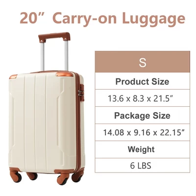 FURNIinspire Luggage 20 Inch Carry On Luggage, Lightweight Durable Suitcase With Wheels For Travel Business, White, 8.3"*13.6"*21.5" 4 FURNIinspire Luggage 20 Inch Carry On Luggage, Lightweight Durable Suitcase With Wheels For Travel Business, White, 8.3"*13.6"*21.5" - Image 2