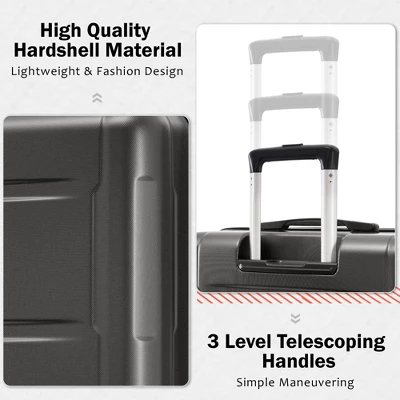 FURNIinspire Bag And Luggage Sets 2 Piece Luggage Set With Bags Spinner Wheels Abs Lightweight Suitcase With TSA Lock, Black, 18"*12"*28" 6 FURNIinspire Bag And Luggage Sets 2 Piece Luggage Set With Bags Spinner Wheels Abs Lightweight Suitcase With TSA Lock, Black, 18"*12"*28" - Image 4