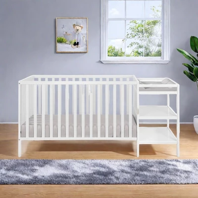 FURNIinspire Cribs Convertible Crib Baby Crib Baby Bed, Toddler Crib Changer Combo, 3 In 1 Crib Nursery Cribs For Bedroom, White, 71.5"*29.75"*35" 5 FURNIinspire Cribs Convertible Crib Baby Crib Baby Bed, Toddler Crib Changer Combo, 3 In 1 Crib Nursery Cribs For Bedroom, White, 71.5"*29.75"*35" - Image 3