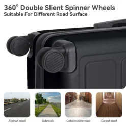 FURNIinspire Bag And Luggage Sets Hard Shell 3 Piece Suitcase Set, Travel Luggage Business Suitcases With Wheels, Black, 19.88"*10.63"*29.92" -Home Haven Furniture Store GUEST 063c0eb5 18cf 417c aa32 846e46adb967