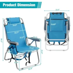 FURNIinspire Outdoor Portable Chair Adjustable Back With Extra Storage For Outdoor Adventures, Blue, 24.8"*25.6"*32.28" -Home Haven Furniture Store GUEST 07b890a8 ea20 40a2 8183 fa471a45ac7b