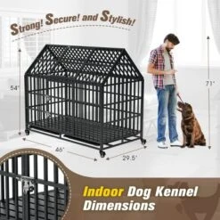 FURNIinspire Pet Crates And Houses 54 Inches Heavy Duty Dog Cage With Removable Roof And Wheels For Comfortable Pet Living, Black, 46"*29.5"*54" -Home Haven Furniture Store GUEST 0920a9a6 169e 4c42 a3db 359cef9364a5