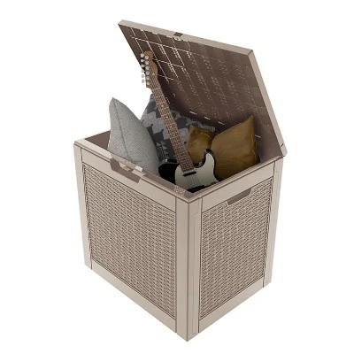 FURNIinspire Deck Boxes 2pcs 30 Gallon Deck Box, Outdoor Wicker Storage Deck Box For Patio Furniture, Garden Tools, Light Brown, 21“*22”*17“ 6 FURNIinspire Deck Boxes 2pcs 30 Gallon Deck Box, Outdoor Wicker Storage Deck Box For Patio Furniture, Garden Tools, Light Brown, 21“*22”*17“ - Image 4