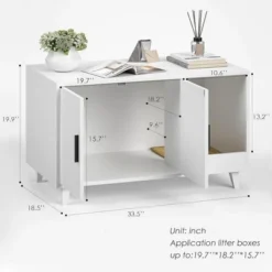 FURNIinspire Pet Crates And Houses, Multi-Functional Cat Cabinet, Comfortable Cat Space With Entrances, For Home, White, 33.5"*18.5"*19.9" -Home Haven Furniture Store GUEST 0a62e817 ee99 44bb a21d 2f0a11a8ff5f