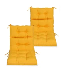 FURNIinspire Outdoor Seat Cushions 2 Pcs Set High Back Patio Chair Cushions, Solid Color Seat Cushion For Garden Porch, Yellow, 44"*22"*4" -Home Haven Furniture Store GUEST 0bdec6fe cecb 4a78 9b83 77e0b1884c7f
