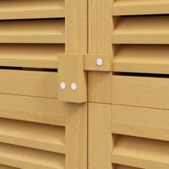 FURNIinspire Utility Storage Cabinet Wooden Outdoor Storage Cabinet Storage With Asphalt Roof 2 Wood Doors With Lock, Yellow, 38.40"*23.00"*13.40" -Home Haven Furniture Store GUEST 0c251d94 7a3a 489b a67d 7561f12ad97d