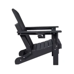 FURNIinspire Patio Accent Chairs Folding Adirondack Chair, Outdoor Adirondack Chair With Cup Holder, Wood Texture Folding Chair, Black, 32"*29"*36" -Home Haven Furniture Store GUEST 0c738ecc dd93 48db a928 a64b01d0687a