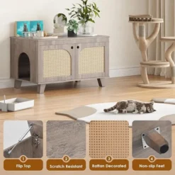 FURNIinspire Pet Crates And Houses, Hidden Cat Crates With Storage Removable Scratcher, Modern Pet Crates For Home, Gray, 31.5"*19.7"*19.7" -Home Haven Furniture Store GUEST 0c7d9ae3 dba9 40a0 9459 dda8d20c8222