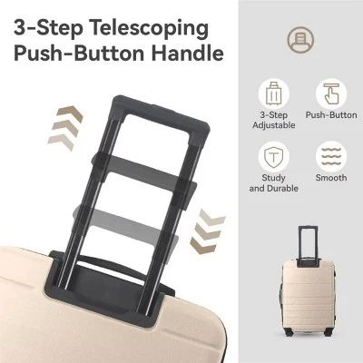 FURNIinspire Bag And Luggage Sets 3 Piece Travel Hard Shell Luggage, Lightweight Rolling Suitcases With Wheels, Beige, 20.87"*11.61"*30.31" 3 FURNIinspire Bag And Luggage Sets 3 Piece Travel Hard Shell Luggage, Lightweight Rolling Suitcases With Wheels, Beige, 20.87"*11.61"*30.31"