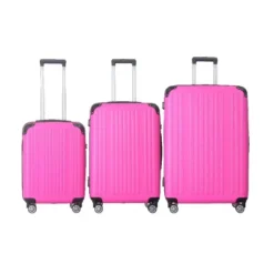 FURNIinspire Bag And Luggage Sets 3 Piece Rolling Luggage, Hard Shell Travel Suitcases Set With Wheels Telescopic Handle, Pink, 21.06"*11.42"*30.12" -Home Haven Furniture Store GUEST 0defffee 108f 4ec0 8557 2b139299e7c2