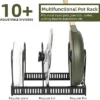 FURNIinspire Kitchen Rack Pot Rack Expandable Pan Organizer Lid Holder Adjustable Kitchen Cabinet Cookware Frying Rack, Black, 12.29"*8.19"*2.73" -Home Haven Furniture Store GUEST 0f9aaccb de15 4875 a382 5fffcb115e9c