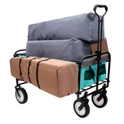 FURNIinspire Outdoor Serving Carts 360lbs Foldable Wagon Cart Beach Wagon Utility Cart Wagon Grocery Cart For Fishing, Blue, 35.04"*21.65"*38.98" -Home Haven Furniture Store GUEST 0fe8733b ee04 47e2 98fd ac4472175627