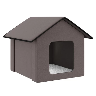 FURNIinspire Pet Crates And Houses Warm Triangular Top Cat Bed With Fleece Cloth Cover, Comfy Cat House House, Zipper Design, Brown, 16.5"*20.5"*16.5" 7 FURNIinspire Pet Crates And Houses Warm Triangular Top Cat Bed With Fleece Cloth Cover, Comfy Cat House House, Zipper Design, Brown, 16.5"*20.5"*16.5" - Image 5