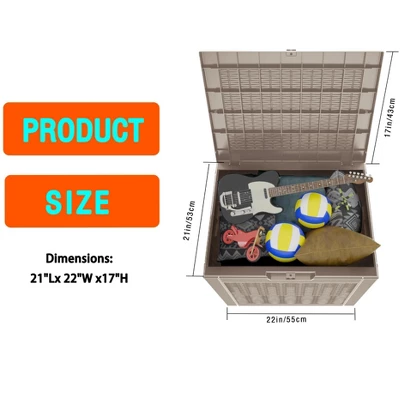 FURNIinspire Deck Boxes 2pcs 30 Gallon Deck Box, Outdoor Wicker Storage Deck Box For Patio Furniture, Garden Tools, Light Brown, 21“*22”*17“ 4 FURNIinspire Deck Boxes 2pcs 30 Gallon Deck Box, Outdoor Wicker Storage Deck Box For Patio Furniture, Garden Tools, Light Brown, 21“*22”*17“ - Image 2