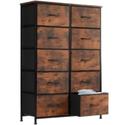 FURNIinspire Dressers 10 Drawer Fabric Tall Dresser Tower Closet Storage Chest Of Drawers For Bedroom Nursery, Brown, 11.8"*31.4"*45.6" -Home Haven Furniture Store GUEST 118def7e 712f 4708 9c42 961e24828ad8