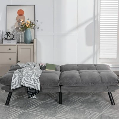 FURNIinspire Convertible Folding Modern Sofa Bed, Light Grey, 67"*16"*32" 5 FURNIinspire Convertible Folding Modern Sofa Bed, Light Grey, 67"*16"*32" - Image 3