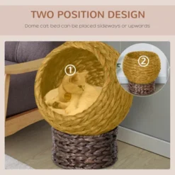 FURNIinspire Handwoven Elevated Cat Bed With Cushion & Stand,Egg Chair Shape Cat Basket Kitty House For Indoor,16.5"*13"*20.5" -Home Haven Furniture Store GUEST 12969cf5 88e2 419f b5bc f855c380d39b