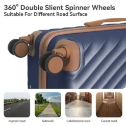 FURNIinspire Bag And Luggage Sets 3 Piece Rolling Luggage Travel Suitcase Set, Lightweight Durable Suitcases With Wheels, Blue, 21.06"*11.81"*30.31" -Home Haven Furniture Store GUEST 12a02473 ee3e 4a15 8008 26224f096124