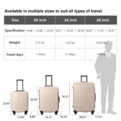 FURNIinspire Bag And Luggage Sets 3 Piece Travel Hard Shell Luggage, Lightweight Rolling Suitcases With Wheels, Beige, 20.87"*11.61"*30.31" 8 FURNIinspire Bag And Luggage Sets 3 Piece Travel Hard Shell Luggage, Lightweight Rolling Suitcases With Wheels, Beige, 20.87"*11.61"*30.31" -Home Haven Furniture Store GUEST 136b3ede efbb 4714 ae22 4606ebe47d7d