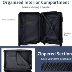 FURNIinspire Bag And Luggage Sets 20 Inch Luggage Set, Lightweight Checked Suitcase With 2 Mesh Bag Travel Business, Blue, 8.3"*13.6"*21.5" -Home Haven Furniture Store GUEST 13df8106 bf24 40da a005 4d990a86b5b8