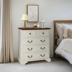 FURNIinspire Dressers 5 Drawers Dresser With Natural Texture, Storage Dressers Organizer For Bedroom, Nursery, Multicolored, 31.5"*15.55"*35.43" -Home Haven Furniture Store GUEST 1457baba b8c5 484c 9c82 058a88f5d279