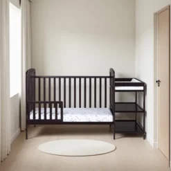 FURNIinspire Cribs Convertible Crib Baby Crib Baby Bed, Toddler Crib Changer Combo, 3 In 1 Crib Nursery Cribs For Bedroom, Black, 70.5"*30.5"*41.75" -Home Haven Furniture Store GUEST 15b758b5 d88c 4f9e 993b bedaabc71be6