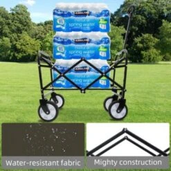 FURNIinspire Outdoor Serving Carts Fish 250L Collapsible Wagon Beach Wagon With Big Wheels For Camping, Sports, Green, 25.98"*17.32"*37.4" -Home Haven Furniture Store GUEST 1680c304 d6bd 4d47 b5aa ee9b5133ed5c