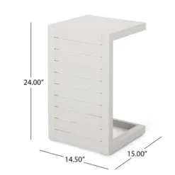 FURNIinspire Patio End Table, C-Shaped Side Table, Compact, Stylish, And Versatile, White, 15"*14.5"*24" -Home Haven Furniture Store GUEST 1817a5a6 9ce3 49eb b283 ce54c29dd787