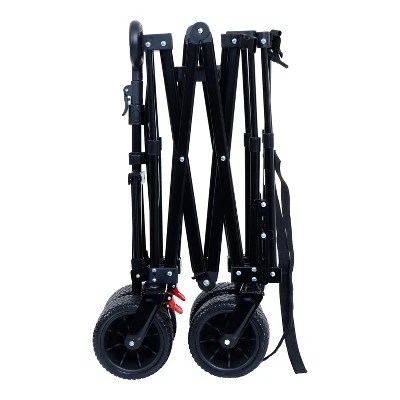 FURNIinspire Wheelbarrows And Lawn Carts Yard Cart Garden Cart, Collapsible Folding Wagon For Camping, Beach, Black, 46.85"*22.05"*41.34" 5 FURNIinspire Wheelbarrows And Lawn Carts Yard Cart Garden Cart, Collapsible Folding Wagon For Camping, Beach, Black, 46.85"*22.05"*41.34" - Image 3