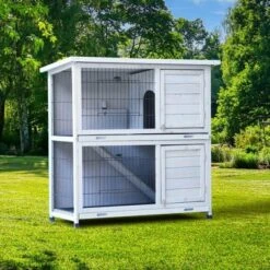 FURNIinspire Rabbit Hutch Outdoor, 2-Story Rabbit Cage Indoor With Run, Bunny Cage With 2 Removable No-Leak Trays, Non-Slip Ramp, 41"*19.7"*40.55" -Home Haven Furniture Store GUEST 1a9ebeb3 b892 4585 900e 393a23aaf220
