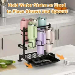 FURNIinspire Water Bottle Organizer With Handle Kitchen Storage For Stanley Cup Accessories Mug Organizer, Black, 16.19"*10.34"*2.93" -Home Haven Furniture Store GUEST 1ae8121a 64de 4566 9883 14341218a1f3