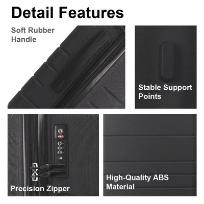 FURNIinspire Bag And Luggage Sets 3 Piece Travel Hard Shell Luggage, Lightweight Rolling Suitcases With Wheels, Black , 20.87"*11.61"*30.31" 3 FURNIinspire Bag And Luggage Sets 3 Piece Travel Hard Shell Luggage, Lightweight Rolling Suitcases With Wheels, Black , 20.87"*11.61"*30.31"