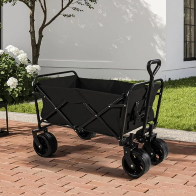 FURNIinspire Outdoor Serving Carts 220Lbs Collapsible Folding Beach Wagon Cart Wagons Carts Heavy Duty Foldable, Black, 35.43"*23.47"*40.16" 3 FURNIinspire Outdoor Serving Carts 220Lbs Collapsible Folding Beach Wagon Cart Wagons Carts Heavy Duty Foldable, Black, 35.43"*23.47"*40.16"