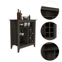 FURNIinspire Wine Racks Bar Cabinet, Wine Cabinet, Sideboard Kitchen Cupboards With Open Shelf, Wine Rack, Brown, 17.7"*32.5"*37.07" -Home Haven Furniture Store GUEST 1b588516 71ed 490d a6ed ced862f9d964