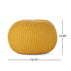 FURNIinspire Ottomans And Benches Knitted Cotton Round Pouf With Textured Simple Fashion Elegant Design For Modern Living, Yellow, 20"*20"*14" -Home Haven Furniture Store GUEST 1bec91cf d5bc 4b86 9740 9a0064ee4663