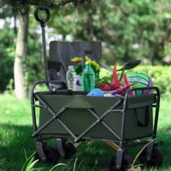 FURNIinspire Outdoor Serving Carts Collapsible Foldable Wagon Cart Beach Wagon Utility Wagon Grocery Cart Camping, Green, 26.62"*15.55"*30.07" -Home Haven Furniture Store GUEST 1c8a8cdd b613 4f7e 84a8 e3b327fea7d1