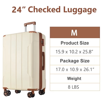 FURNIinspire Luggage 24 Inch Hardshell Suitcase, Checked Luggage, Lightweight Suitcases With Wheels For Travel, Business, White, 10.2"*15.9"*25.8" 4 FURNIinspire Luggage 24 Inch Hardshell Suitcase, Checked Luggage, Lightweight Suitcases With Wheels For Travel, Business, White, 10.2"*15.9"*25.8" - Image 2