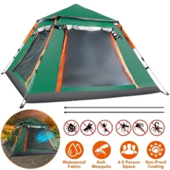 FURNIinspire Camping Tents Outdoor Tent Pop-Up Waterproof Camping Tent, Family Tents For Camping With Nets Windows, Green, 84.65"*84.65"*53.54" -Home Haven Furniture Store GUEST 1d19b034 d99e 4ab7 bb93 8a0e4f1ba2f8