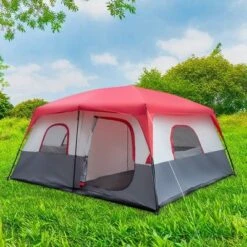 FURNIinspire Camping Tents Large Family Tent For Outdoors, Hiking, Picnic, Beach, Red And White Sun Shelter Tent, Multicolored, 169.2"*169.2"*82.6" -Home Haven Furniture Store GUEST 1d7fad0e 3b73 4da7 ac24 1490be321b74