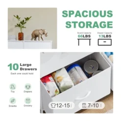 FURNIinspire Dressers 10 Drawer Fabric Tall Dresser Tower Closet Storage Chest Of Drawers For Bedroom Nursery, White, 11.8"*31.4"*45.6" -Home Haven Furniture Store GUEST 1db667fc 9eed 499e 993d 29041c215181