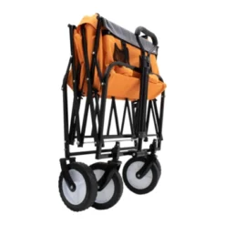 FURNIinspire Outdoor Serving Carts Collapsible Foldable Wagon Cart With Strapping System Beach Wagon Utility Cart, Orange, 35.04"*21.65"*38.98" -Home Haven Furniture Store GUEST 1e05bb0b 75d8 4100 a252 615ce8d40e26