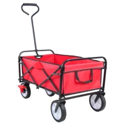 FURNIinspire Wheelbarrows And Lawn Carts Folding Wagon Cart, Collapsible Garden, Beach And Shopping Utility Cart With Handle, Red, 41“*21"*46" -Home Haven Furniture Store GUEST 1e599145 9497 4ad9 b395 9427aaccb29e