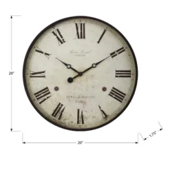 FURNIinspire Wall Clocks 20" Round Antique Roman Numeral Timepiece Decorative Living Room Hanging Clock, Home Decor, Brown, 20"*20"*1.75" -Home Haven Furniture Store GUEST 1eb7c1bc 562c 44a7 b549 55eae885fece
