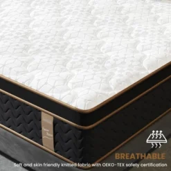 FURNIinspire Mattresses 10 Inch King Size Plush Hybrid Mattress With Encased Coils Gel Memory Foam, Fiberglass-Free, Black, 80"*76"*10" -Home Haven Furniture Store GUEST 1ed3ceb3 ac16 4e00 bc13 af8e8ffdfda3