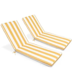 FURNIinspire Outdoor Seat Cushions 2pcs Outdoor Cushion Set Replacement, Yellow And White Stripes Seat Cushion, Multicolored, 74.4"*22.05"*2.8" -Home Haven Furniture Store GUEST 21583119 0989 4f28 85b4 96f03d2a1acd