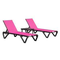 FURNIinspire Patio Chaise Lounges Patio 2 Sunbathing Chairs With 5 Adjustable Position, 1 Table For Beach Yard Poolside, Pink, 64.41"*26.69"*27.56" -Home Haven Furniture Store GUEST 221bfa53 13c7 4e32 a075 ea9c87ba4e46