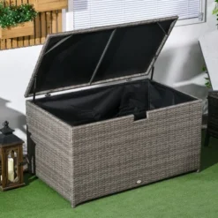 FURNIinspire Utility Storage Cabinet 113 Gallon Deck Box Rattan Outdoor Storage Box Waterproof Storage Container For Indoor, Grey, 47.2"*6.70"*30.7" -Home Haven Furniture Store GUEST 22ae53fa a281 49a2 8255 6afad9084526
