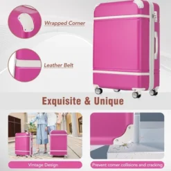 FURNIinspire Bag And Luggage Sets Luggage Sets 3 Pieces Luggage And Cosmetic Case Spinner Suitcase With TSA Lock Lightweight, Pink, 20" 24"" -Home Haven Furniture Store GUEST 2467789a a4d6 41a0 8b00 b0b662069228